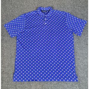Vtg Polo Golf Ralph Lauren  Mens Shirt Size L Blue Geometric Short Sleeve